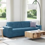 Canap� 3 places bleu 180 cm en velours