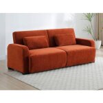 Canap� 3 places convertible clic - clac en tissu chenille terracotta lomario
