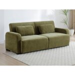Canap� 3 places convertible clic - clac en tissu chenille vert lomario