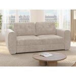 Canapé 3 places convertible express en tissu beige - couchage 140 cm - matelas 14 cm bolipo Canapé 3 places convertible express en tissu beige - couchage 140 cm - matelas 14 cm bolipo