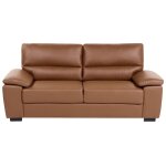 Canap� 3 places en cuir pu marron dor� vogar
