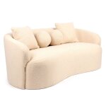 Canap� 3 places au design �l�gant et incurv� alex tissu bouclette beige