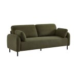 Canap� 3 places eucalyptus. bouclette kaki et pi�tement m�tal teddy