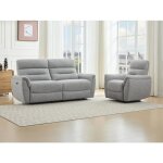 Canapé 3 places et fauteuil relax électrique en tissu texturé gris brevio Canapé 3 places et fauteuil relax électrique en tissu texturé gris brevio