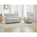 Canapé 3 places et fauteuil relax électrique en tissu texturé gris clair brevio Canapé 3 places et fauteuil relax électrique en tissu texturé gris clair brevio