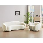Canapé 3 places et fauteuil en tissu bouclette blanc ivoire bovana de pascal morabito Canapé 3 places et fauteuil en tissu bouclette blanc ivoire bovana de pascal morabito