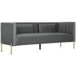 Canap 3 places - homcom - 2 coussins amovibles - revtement en velours - 1945 x 76 x 76 cm - gris