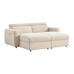 Canap� 3 places relax �lectrique assise profonde en tissu beige beralda