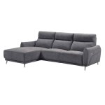 Canap� 3 places relax �lectrique avec m�ridienne gauche tissu polyester chin� bleu - gris - santiago