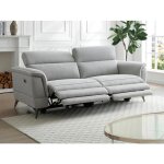 Canapé 3 places relax électrique en tissu gris macari Canapé 3 places relax électrique en tissu gris macari