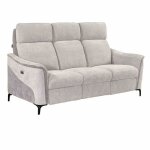 Canap� 3 places relax �lectrique tissu maill� ultra doux bi - olore gris avec tablette centrale - sollys ...