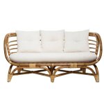 Canap farah 2 places rotin tissu blanc - atmosphera createur dinterieur