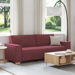 Canap� 3 places - bordeaux - tissu polyester - 180 cm - design contemporain