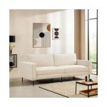 Canap� 3 places - sicaan - canap� vintage - oskar - velours c�tel� - beige - l. 212 x p. 92 x h. 83 cm ...