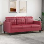 Canap� � 3 places en similicuir - vidaxl - rouge bordeaux - 198x77x80 cm - largeur du si�ge 180 cm