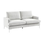 Canap 3 places en tissu blanc cass l 173 x p 90 x h 89cm - hans