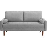 Canap 3 places en tissu velours style moderne scandinave - relaxation - rversible - gris avec 2 coussins ...