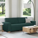 Canap� 3 places - vert fonc� - tissu polyester - design contemporain - confort moelleux
