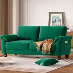 Canap 3 places en velours vert pour le salon canap moderne scandinave avec 2 coussinsfauteuil de salon ...