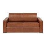 Canap� 4 places convertible express en cuir de buffle vintage caramel - couchage 160 cm - matelas 18 ...