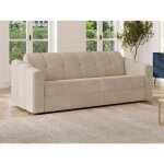 Canapé 4 places convertible express en tissu texturé beige - couchage 160 cm - matelas 22 cm avec mémoire ... Canapé 4 places convertible express en tissu texturé beige - couchage 160 cm - matelas 22 cm avec mémoire ...