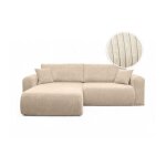 Canap� alya dangle compacte r�versible et convertible 4 places en velours c�tel� - beige