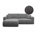 Canap� alya dangle compacte r�versible et convertible 4 places en velours c�tel� - gris