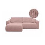 Canap� alya dangle compacte r�versible et convertible 4 places en velours c�tel� - rose