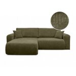 Canap� alya dangle compacte r�versible et convertible 4 places en velours c�tel� - vert kaki