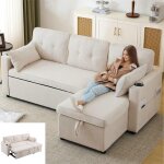 Canap� dangle 3 places convertible avec coussins porte - gobelet oreillers - canap� - lit en forme l ...