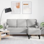 Canapé d angle 3 places gris nuage 160 cm tissu Canapé d angle 3 places gris nuage 160 cm tissu