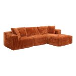 Canap� d?angle 3 places en tissu c�tel� ambre 254x164x78 cm