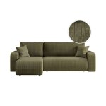 Canapé d'angle alya convertible et réversible 3 places en velours cotelé - vert kaki Canapé d'angle alya convertible et réversible 3 places en velours cotelé - vert kaki