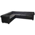 Canap� dangle chesterfield 6 places cuir artificiel noir 02 0020847