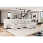 Canap dangle convertible alri avec coffre de rangement. tissu beige - angle droit