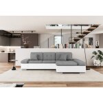Canap dangle convertible alri en tissu gris et simili blanc angle droit