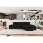 Canapé dangle convertible alri en tissu noir 4 places - angle droit Canapé dangle convertible alri en tissu noir 4 places - angle droit