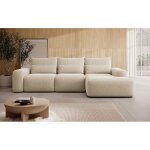 Canap� d?angle convertible ? carnos ? en chenille ? beige ? angle droit