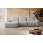 Canap� d?angle convertible ? carnos ? en chenille hydrofuge ? gris ? angle gauche