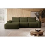 Canap� d?angle convertible ? carnos ? en chenille hydrofuge ? vert olive ? angle gauche