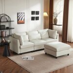Canapé dangle convertible - clic - clac - 3 places - tissu en lin - beige - design moderne Canapé dangle convertible - clic - clac - 3 places - tissu en lin - beige - design moderne