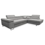 Canap d'angle convertible droit 4 places coffre martin velours ctel gris clair