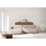 Canap� d?angle convertible ? emia ? en chenille facile d?entretien ? cr�me ? gauche