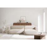 Canap� d?angle convertible ? emia ? en tissu chenille ? beige ? droit