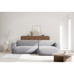 Canap� d?angle convertible ? emia ? en tissu chenille ? gris ? droit