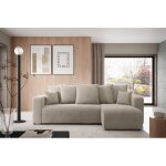 Canap dangle convertible lavia l beige en tissu anti tche hydrophobe doux au toucher
