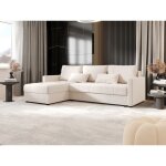 Canap� d?angle convertible mosia l tissu beige