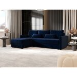 Canapé d?angle convertible mosia l tissu bleu avec coffre de rangement Canapé d?angle convertible mosia l tissu bleu avec coffre de rangement