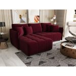 Canap d?angle convertible oniya bordeaux en tissu velours hydrophobe ? moderne & design