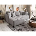 Canapé d?angle convertible oniya gris en tissu velours hydrophobe ? moderne & design Canapé d?angle convertible oniya gris en tissu velours hydrophobe ? moderne & design